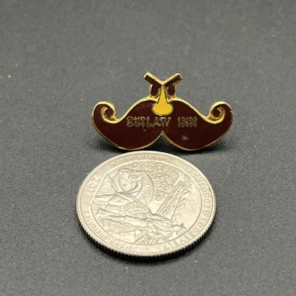 Vintage Outlaw Inn Mustache Lapel‎ Hat Pin